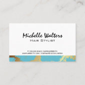 Monogramm | Aquamariner Goldmarmor Visitenkarte (Rückseite)