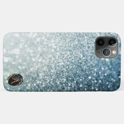 *~* Monogramm AQUAMARINER Gradient Ombre Glitzer Case-Mate iPhone Hülle (Rückseite (Horizontal))