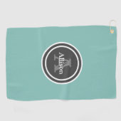 Monogramm Aquamariner Personalisierter Name Frauen Golfhandtuch (Horizontal)