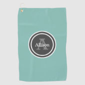 Monogramm Aquamariner Personalisierter Name Frauen Golfhandtuch (Vorderseite)
