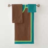 Monogramm Aquamarines grünes, braunes Handtuch Set (Insitu)