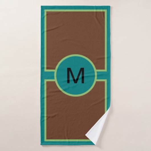 Monogramm Aquamarines grünes, braunes Handtuch Set (Badehandtuch)