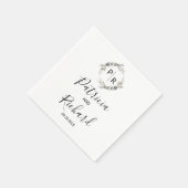 Monogramm Aquarell Blumen Hochzeit Serviette (Ecke)