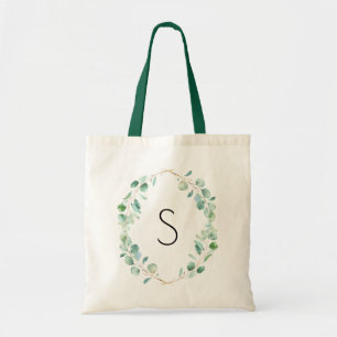 Monogramm-Aquarell-Eukalyptus-Grün Tragetasche
