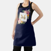 Monogramm Aquarell Farbige Rose Blume Blumenmuster Schürze (InSitu)