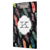 Monogramm-Aquarell-Feder-Muster-Klemmbrett Klemmbrett (Links)