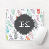 Monogramm-Aquarell-Feder-Muster Mousepad (Mit Mouse)