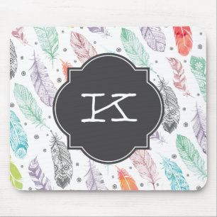 Monogramm-Aquarell-Feder-Muster Mousepad