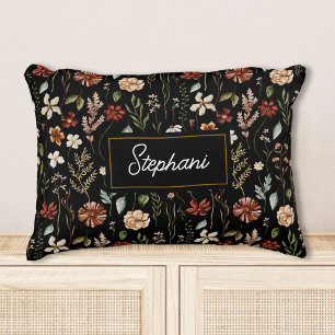 Monogramm-Aquarell-Vintage-Wildblumen-Blumenmuster Dekokissen