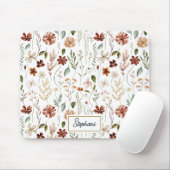 Monogramm-Aquarell-Vintage-Wildblumen-Blumenmuster Mousepad (Mit Mouse)