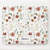 Monogramm-Aquarell-Vintage-Wildblumen-Blumenmuster Mousepad (Vorne)