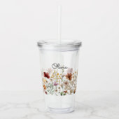Monogramm Aquarell Wildblume Hübsch Acryltrinkbecher (Vorderseite)