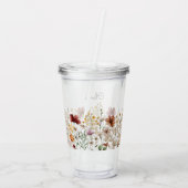 Monogramm Aquarell Wildblume Hübsch Acryltrinkbecher (Rückseite)