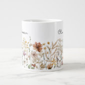Monogramm Aquarell Wildblume Hübsch Jumbo-Tasse (Vorderseite)
