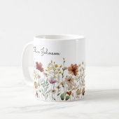 Monogramm Aquarell Wildblume Hübsch Kaffeetasse (Vorderseite Links)