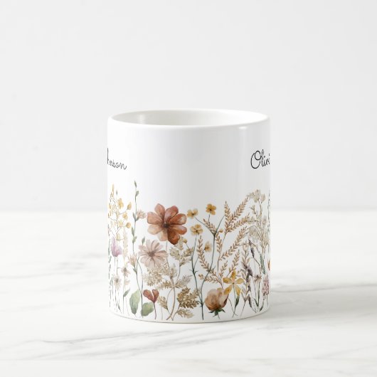 Monogramm Aquarell Wildblume Hübsch Kaffeetasse (Mittel)