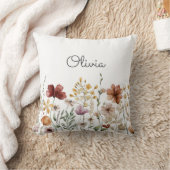 Monogramm Aquarell Wildblume Hübsch Kissen (Decke)