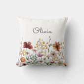 Monogramm Aquarell Wildblume Hübsch Kissen (Vorderseite)