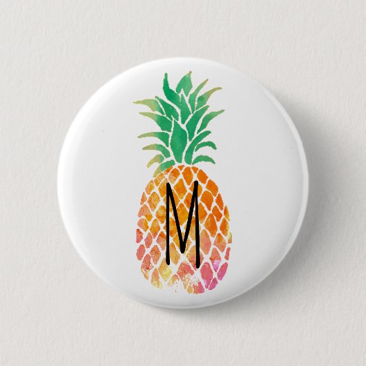 Monogramm Aquarellananas Button (Vorderseite)