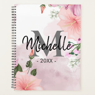 Monogramm Aquarellfarben-Blume 2025 Monatlich Planer