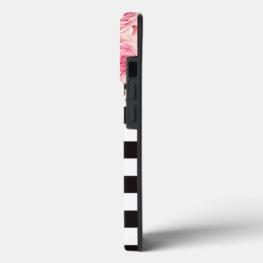 Monogramm: Aquarellfarben, schwarz und weiß Streif Case-Mate iPhone Hülle (Rückseite / Links)