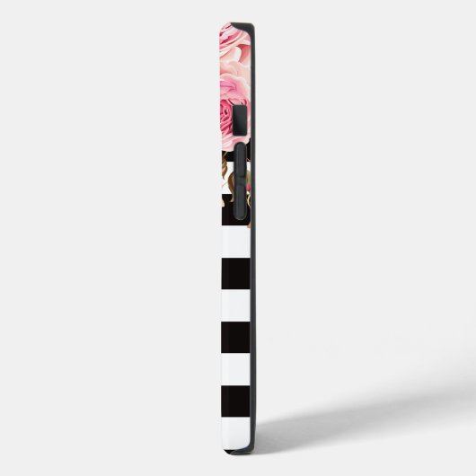 Monogramm: Aquarellfarben, schwarz und weiß Streif Case-Mate iPhone Hülle (Rückseite / Links)