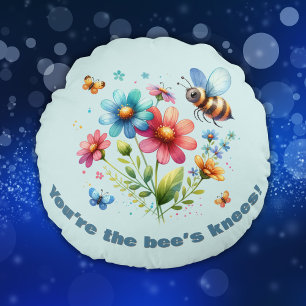 Monogramm Aquarellfarben Sie sind das blaue Knie d Rundes Kissen