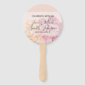 Monogramm. Aquarellfarbene Blume. Frühlingshochzei Fächer (Vorderseite)