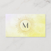 Monogramm Aquarellfarbenleuchten Visitenkarte (Vorderseite)