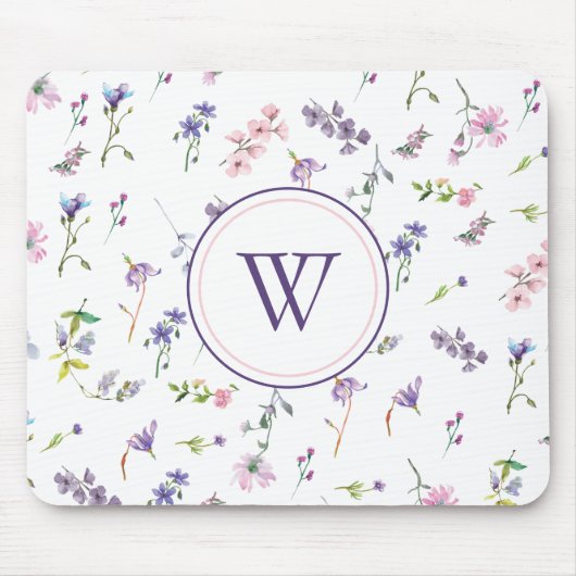Monogramm Aquarellpastellfarben Mousepad (Vorne)