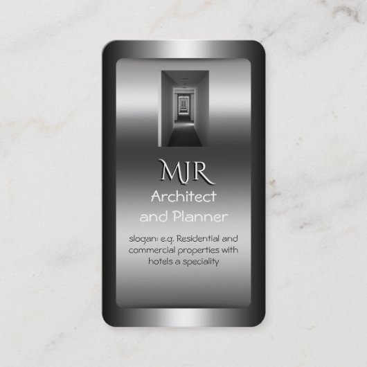 Monogramm, Architekt und Planer, Chromeffekt Visitenkarte (Vorderseite)
