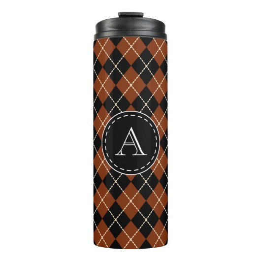 Monogramm Argyle-Kaffeebecher Thermosbecher (Vorderseite)