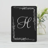 Monogramm Art Deco Hochzeits-Einladung Einladung (Stehend Vorderseite)