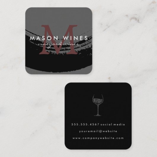 Monogramm Artistisches Pinselglas Quadratische Visitenkarte (Vorne/Hinten)