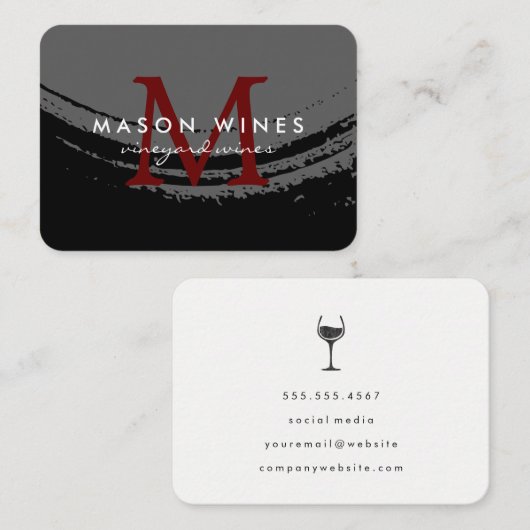 Monogramm Artistisches Pinselglas Visitenkarte (Vorne/Hinten)