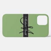 Monogramm Asparagus-Farbhintergrund Case-Mate iPhone Hülle (Rückseite (Horizontal))