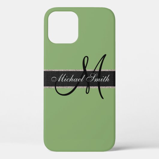 Monogramm Asparagus-Farbhintergrund Case-Mate iPhone Hülle (Rückseite)