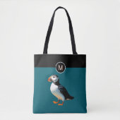 Monogramm Atlantischer Papageientaucher Vogel Teal Tasche (Vorderseite)
