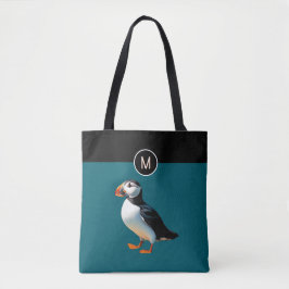 Monogramm Atlantischer Papageientaucher Vogel Teal Tasche