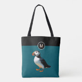 Monogramm Atlantischer Papageientaucher Vogel Teal Tasche (Rückseite)