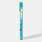 Monogramm Attraktiver Rand Blumenmuster Blau Case-Mate iPhone Hülle (Rückseite / Links)