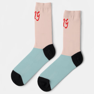 Monogramm attraktiver zweifarbiger Farbblock Pink Socken