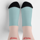 Monogramm attraktiver zweifarbiger Farbblock Pink Socken (Oben)