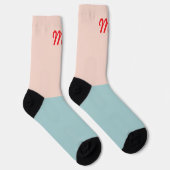 Monogramm attraktiver zweifarbiger Farbblock Pink Socken (Rechts)