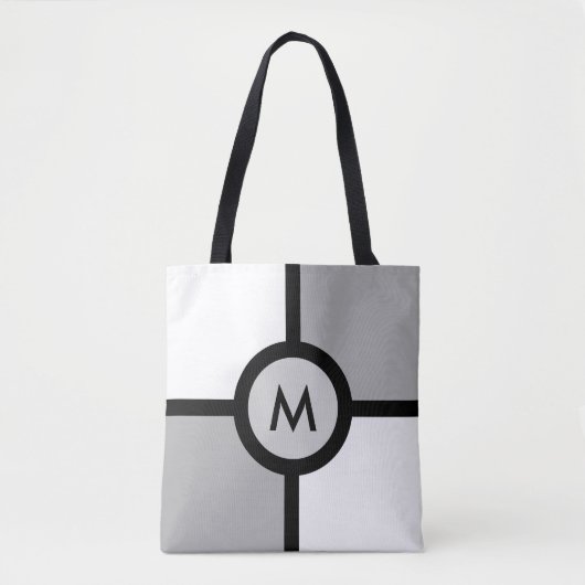 Monogramm auf Abstrakt schwarz, grau und weiß Tasche (Vorderseite)