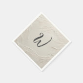 Monogramm auf abstrakter Elfenbeintextur Serviette (Ecke)