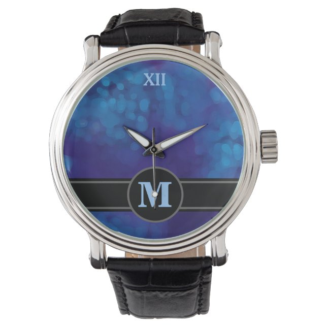 Monogramm auf blau armbanduhr (Vorderseite)