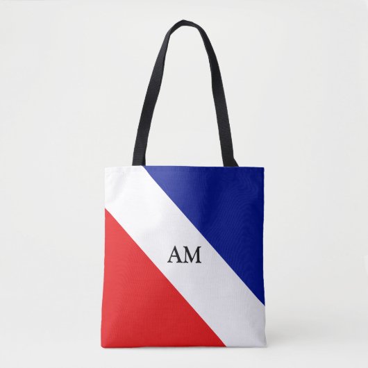Monogramm auf blau-rot und weiß-diagonal gestreift tasche (Vorderseite)