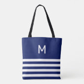 Monogramm auf blau-weiß Streifen Tasche (Rückseite)