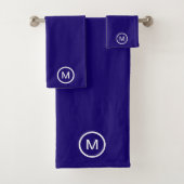 Monogramm auf blaues Badetuch-Set Badhandtuch Set (Insitu)